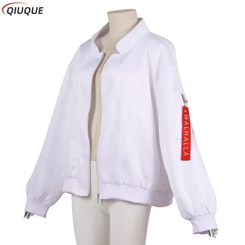 Anime Revengers Hanemiya Kazutora 코스프레 의상 화이트 지퍼 자켓 Walhalla 남성 여성 코트 Mikey Draken Tops Outfit hiyy