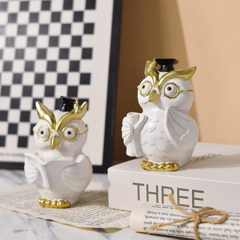 New Product Simulation Owl Action Resin Crafts Decoration Home Tv Cabinet Living Room Desktop Decoration Holiday Gift Toy Lovers