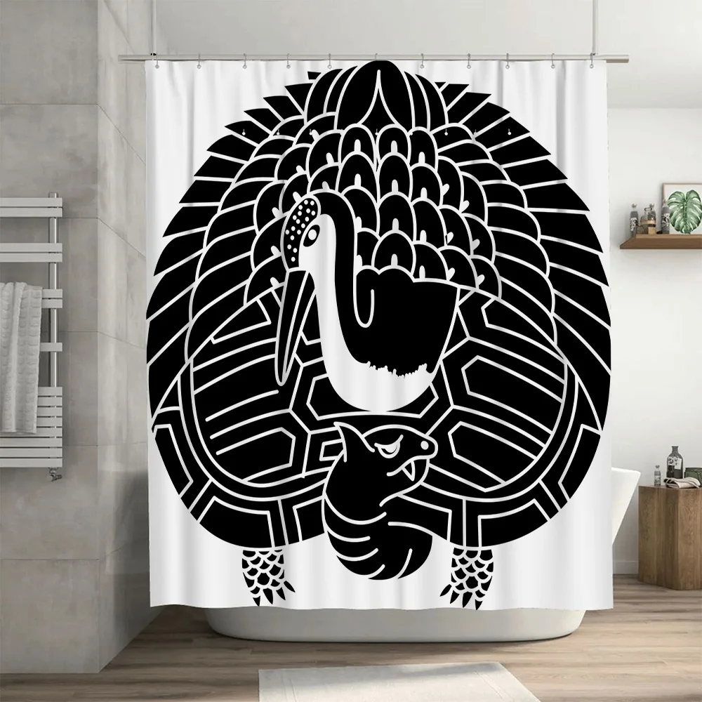 ستارة حمام مخططة باللون الأزرق والأبيض مخصصة مع ديكور بحري مثالي لتحديث الحمام