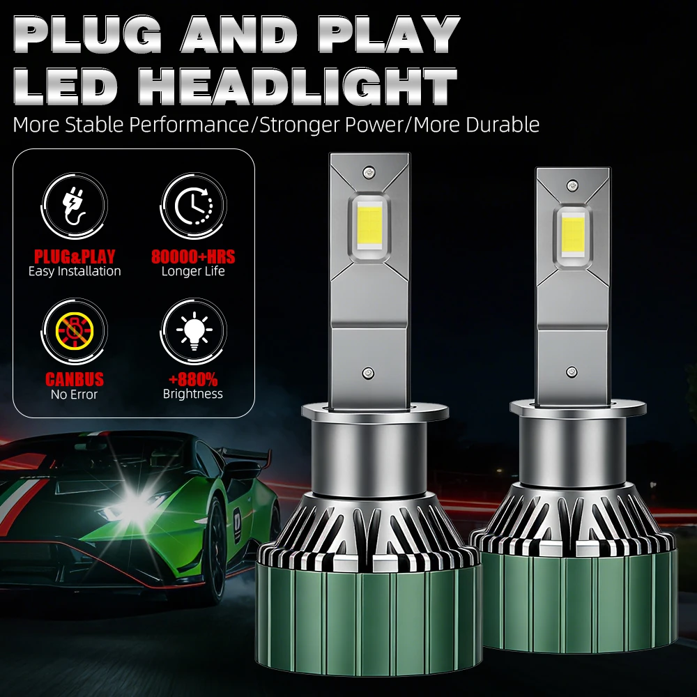 

Car LED H1 H7 Headlight Bulbs High Power CSP 55000LM 6000K 9005 9006 9007 H4 H11 H13 LED Focus Automobile Headlamps Lamps