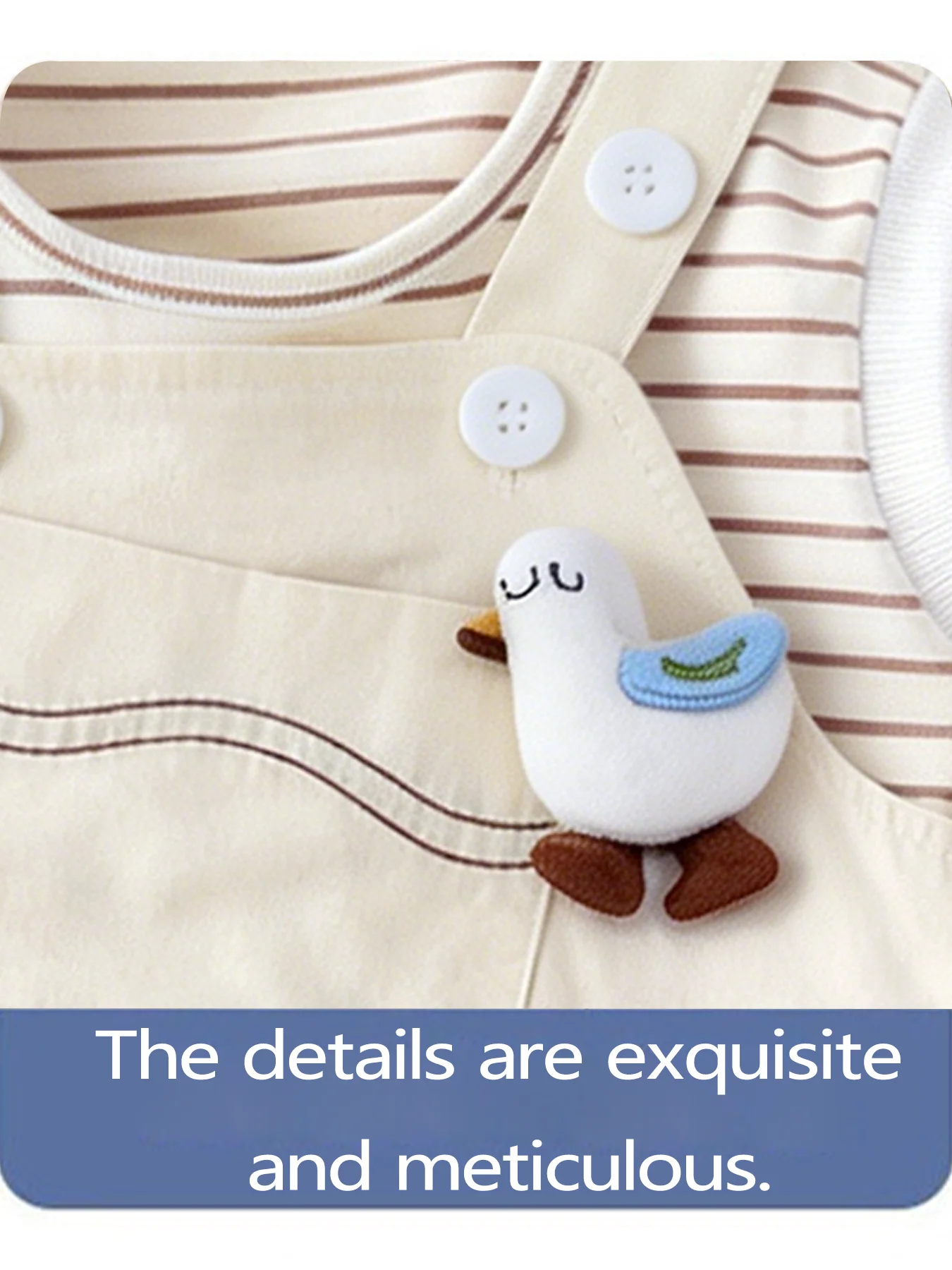 3D-Entenmuster-Outfit für Babymädchen: Süßes zweiteiliges Sommer-Set für Neugeborene mit verstellbaren Trägern für Ausflüge und Kleinkinderkleidung – Detail 4