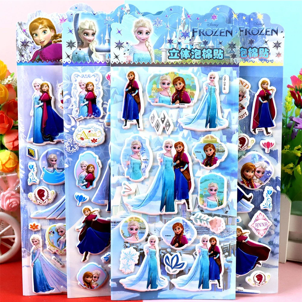 

4pcs Disney Anime 3D Frozen Bubble Stickers Kawaii Cartoon Decoration Decals Cute Reward Puffy Sticker Toy Luggage Bike Supplies