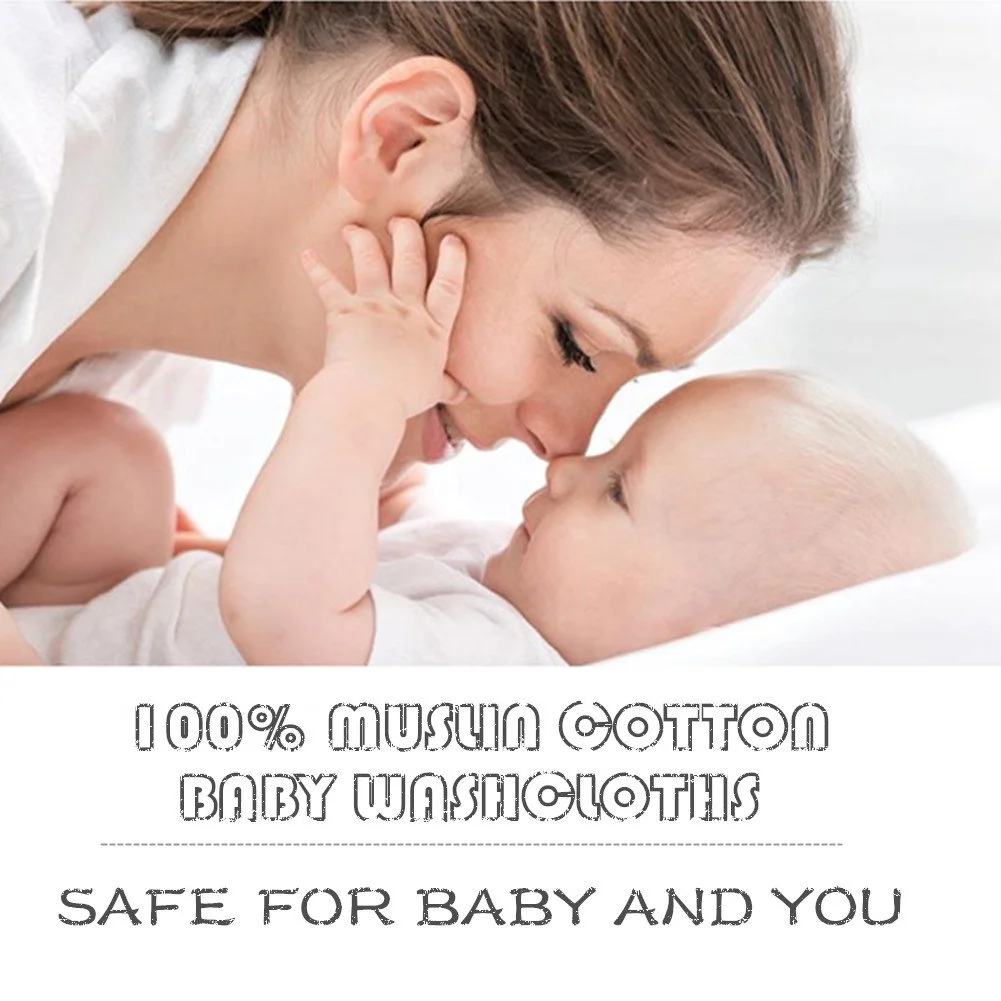 Baby Musselin Waschlappen natürliche Baumwolle Baby wischt weiches Neugeborenen Gesichts tuch empfindliche Haut-Baby Registry 12*12 Zoll Handtücher 2 stücke – Detail 8