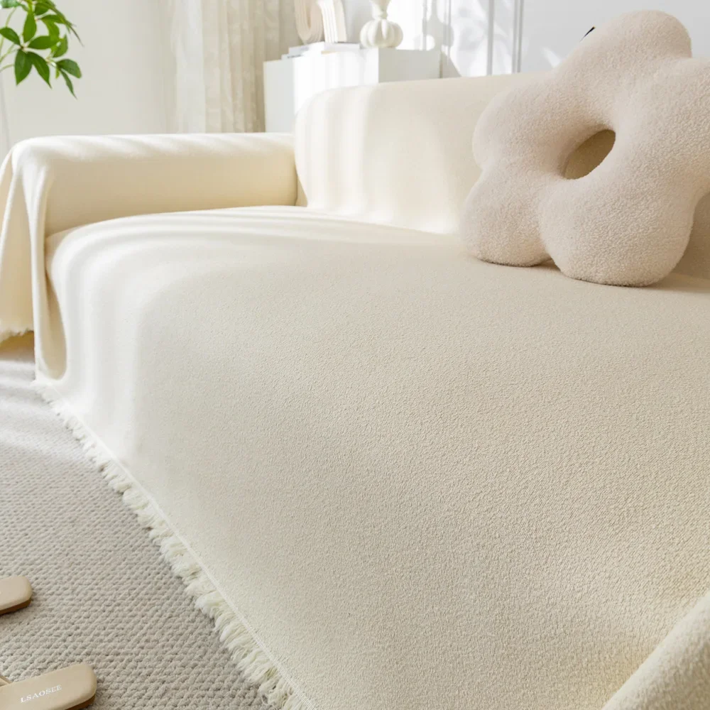 Nordic High-end Feel Chenille Sofa Cushion Four Seasons Universal Couch Non Slip Blanket Cats Dogs Sofa Protector Couch Cover
