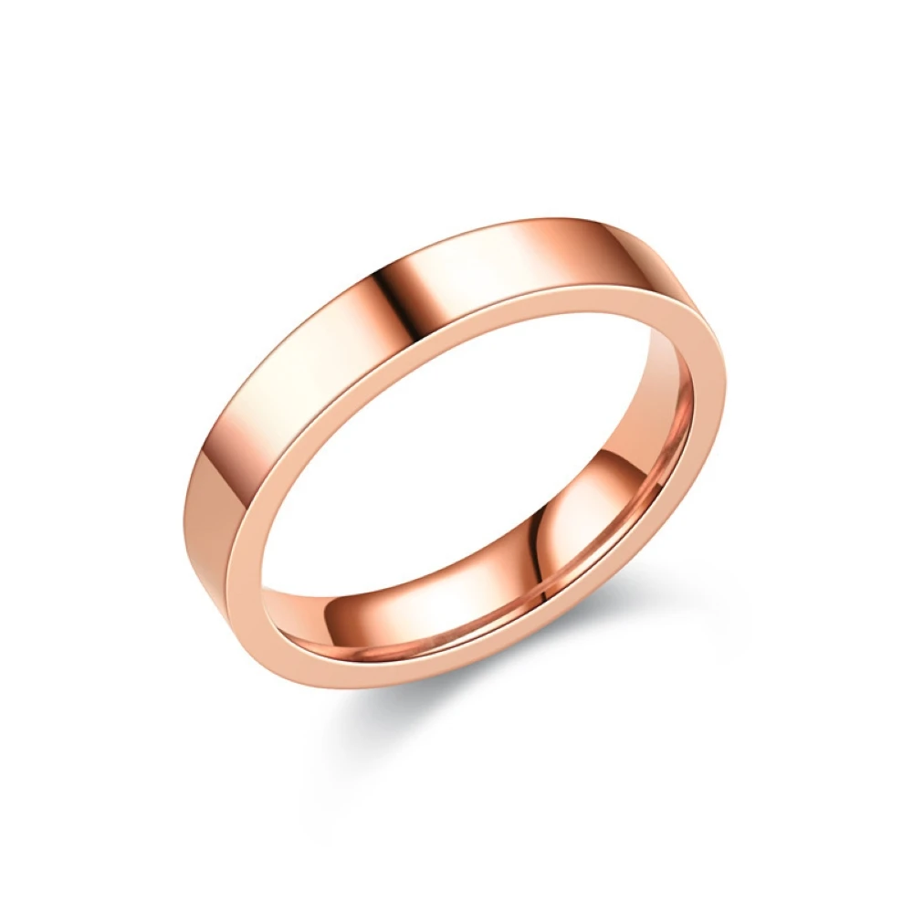 Couple's Glossy Flat Stainless Steel Ring Set