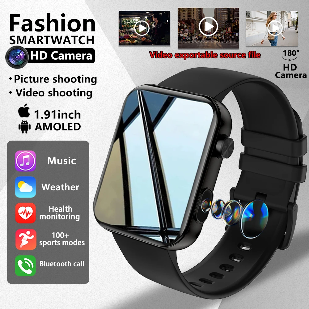 2026 New Camera Smart Watch Men Women Photos Record Video Health Monitor Waterproof Sports Fitness HD Bluetooth Call Smart Watch