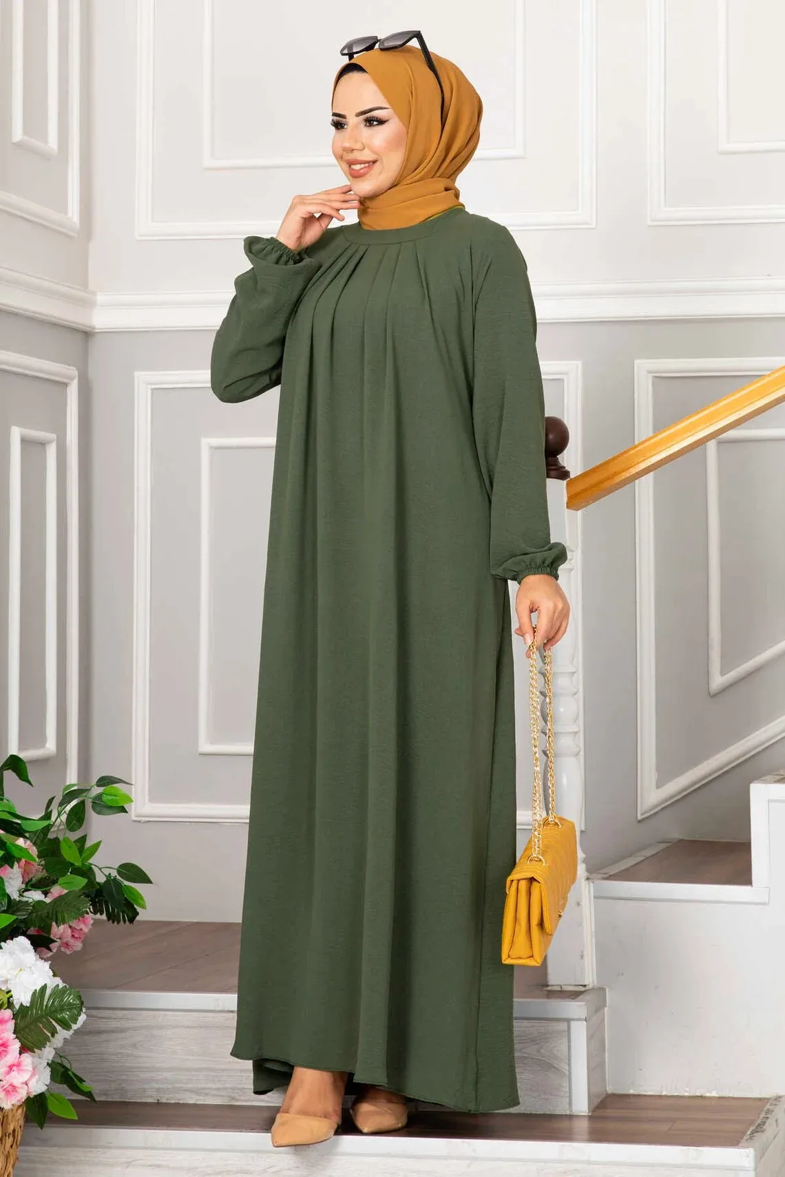 Robe musulmane longue plissée pour femmes, robe de soirée arabe, robe éducative, modeste, Ramadan, Maroc, caftan de Dubaï, Abaya, Islam, Eid