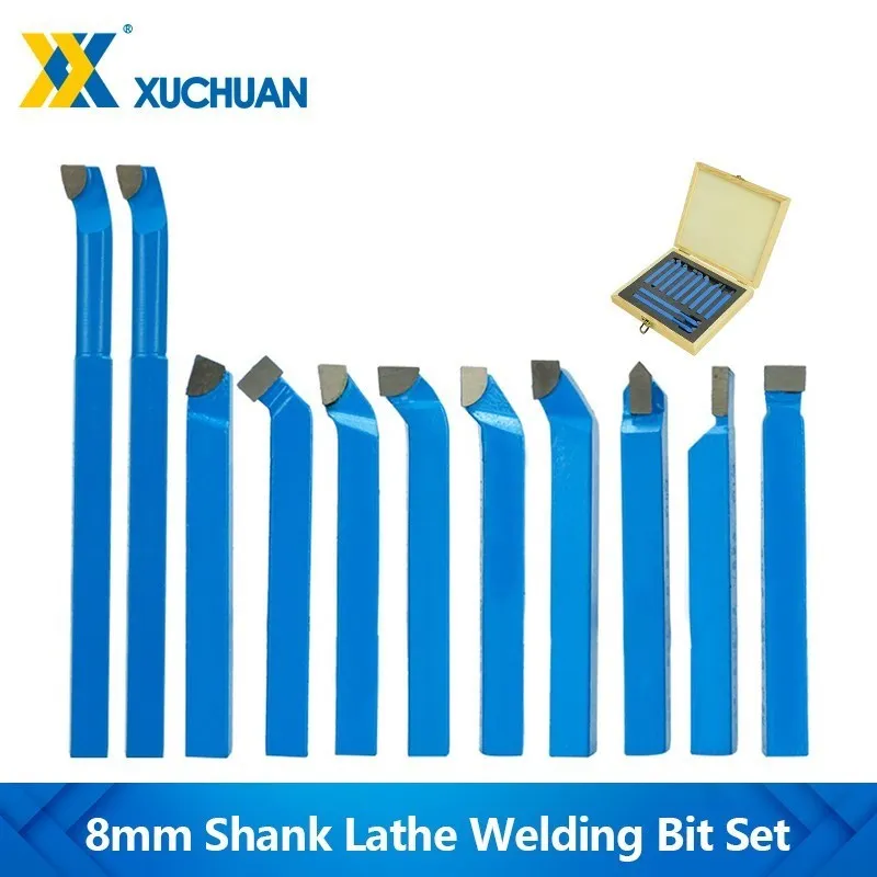 Metal Lathe Tool Set Turning Boring Bit 8/10/12mm Shank Carbide Tip Cutting Mini Lathe Tool Set 11pcs Metal Working Lathe Thread