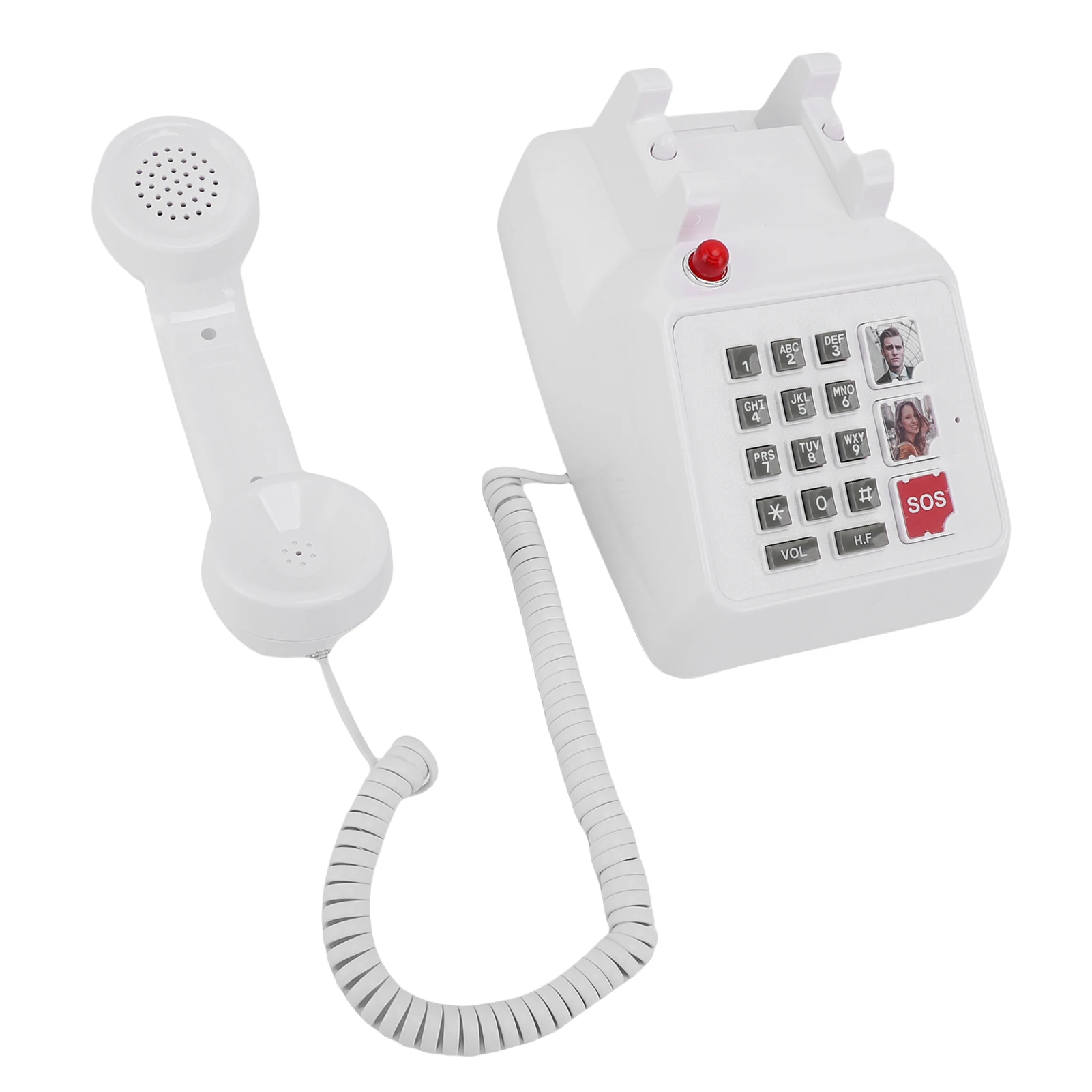 Telefono con pulsanti grandi Volume visivo regolabile 2 numeri di famiglia Telefono fisso con pulsanti grandi 5 numeri SOS per la casa