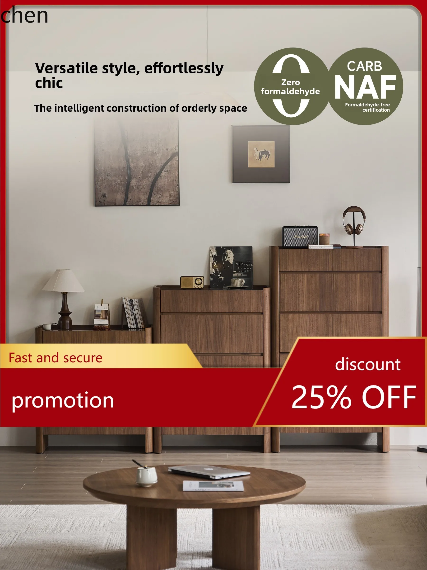 HT Vintage Style Cabinet Storage Bedside Cabinet Living Room Wall-Mounted Five-Drawer Cabinet Retro High-End Feel
