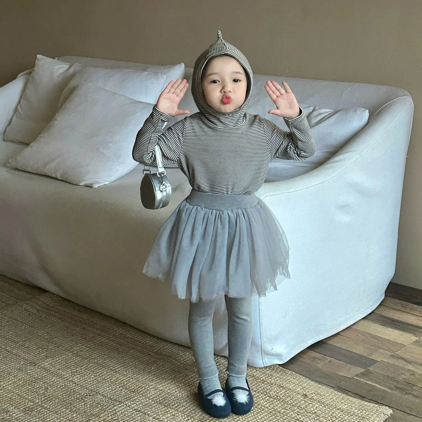 2025 Autumn and Spring Korea New Style Childre Clothes Cute and Comfortable Stripe Hat Hoodie Kids Top Clothes