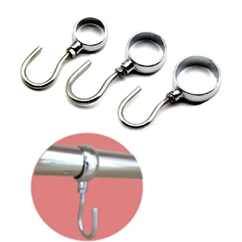 2Pcs 22/25/32mm Stainless Steel Tube Pipe Rod Hooks Round Hole Wardrobe Bathroom Kitchen Movable Towels Coat Hanging Hook Hanger