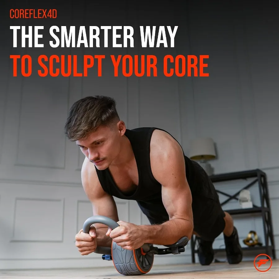 CoreFlex4D Ab Roller Wheel with Elbow Support, 4D Multi-Directional Core Trainer for Abs, Obliques and Stability, Heavy Duty Ab