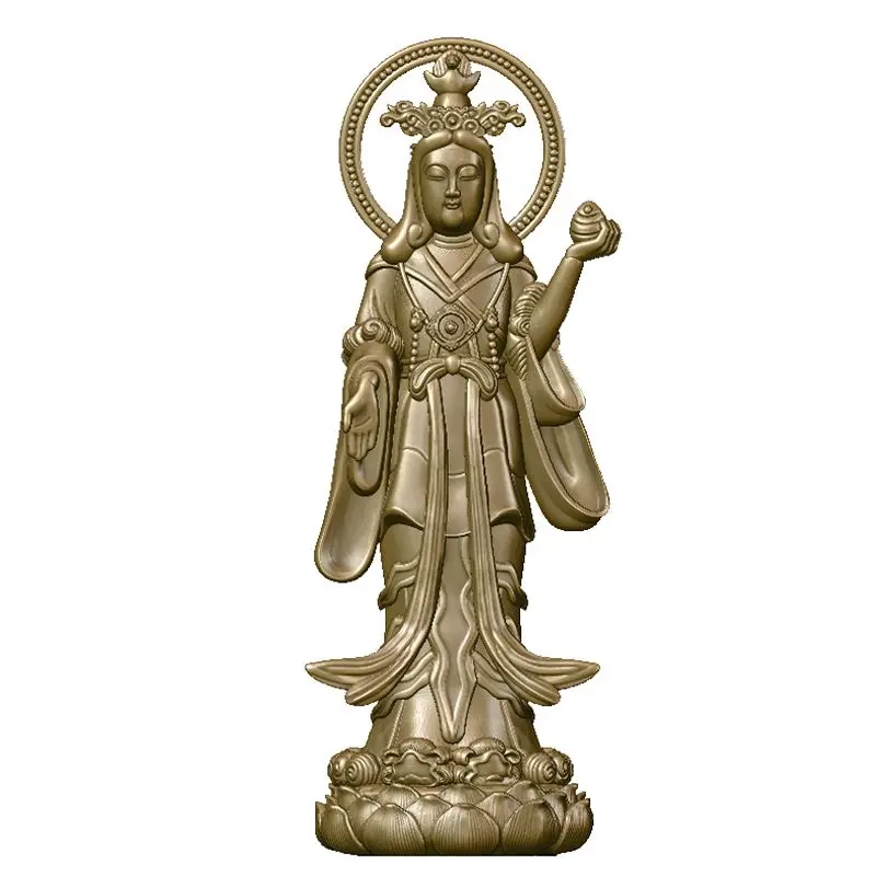 Statue of The Great Auspicious Goddess—Pure Brass Buddhist Statue, Zen-Inspired Tea Space Home Decor