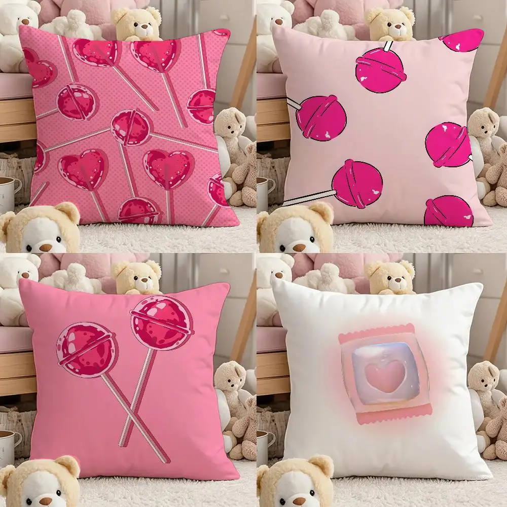 الحلو الوردي كاندي كيس وسادة الراحة أريكة سرير حريري أنيق غير مرئية سستة مخصص غطاء الوسادة الزخرفية