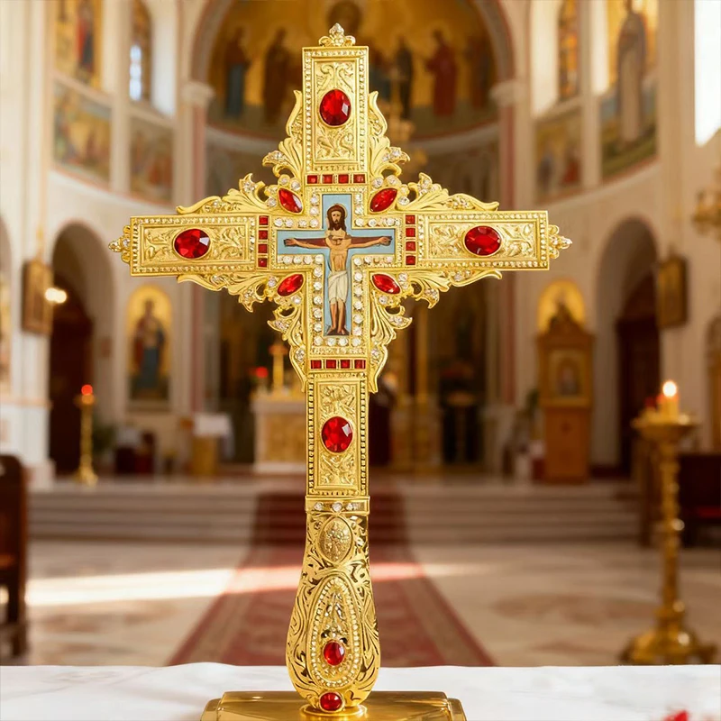 Retro-Stil Ostorthodoxes Kreuz Wanddekoration Geschnitztes Heiliges Kunstwerk für Gläubige Christen Zuhause Glaubensgebet Souvenir Geschenk – Detail 13