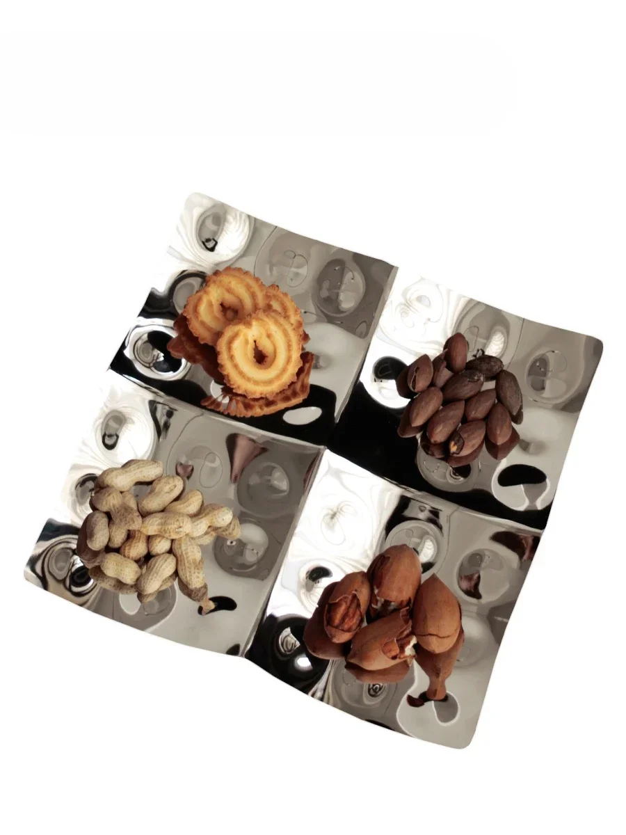 

Lamomedeco Creative Stainless Steel Fruit Plate Snack Premium Sense Chinese New Year Candy Dried Fruit Grid Ho