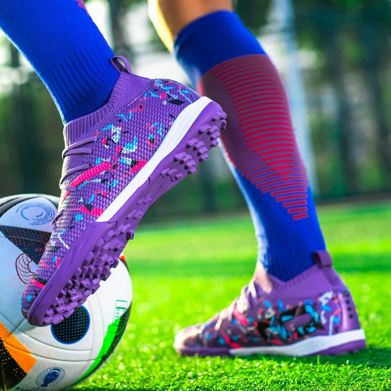 Chaussures de football d'intérieur ultralégères pour hommes et enfants, chaussures d'entraînement de la société, baskets de terrain de football, gazon, TF, FG