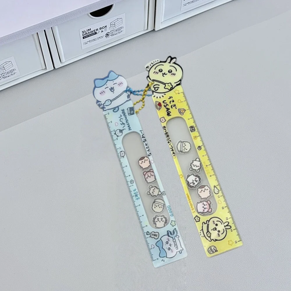 Anime Chiikawa Cute Sliding Ruler With Pendant 15cm Clear Acrylic Straight Ruler For Journal Drawing Sketching School Supplies view 4