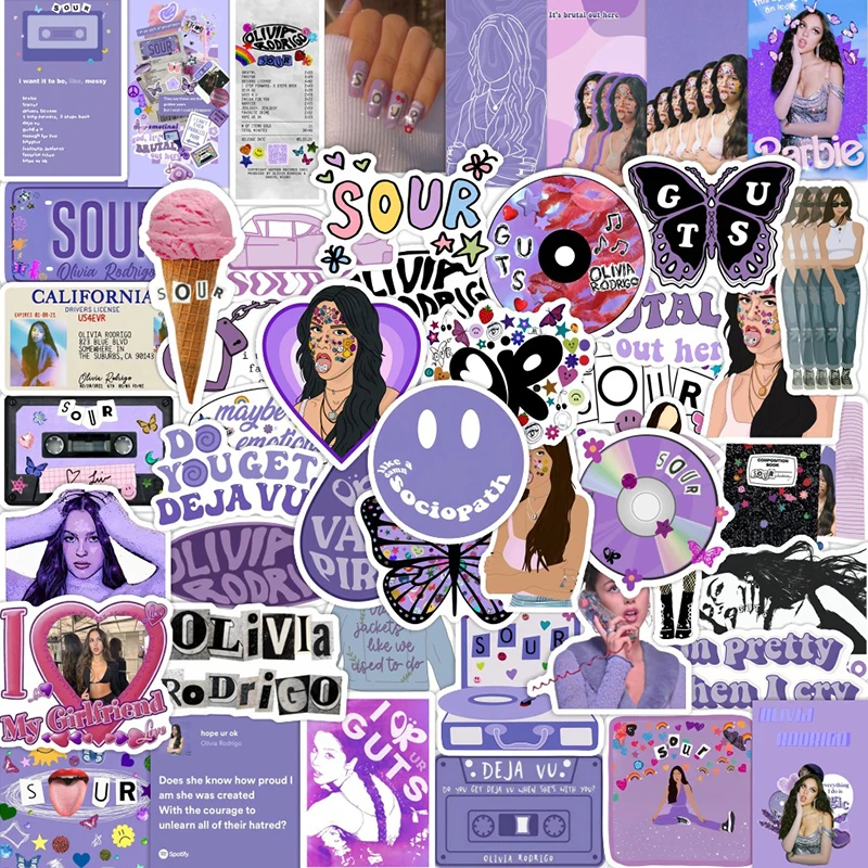 Olivia couro adesivos impermeáveis para decoração, cantor, estrela, laptop, skate, festa, 50pcs