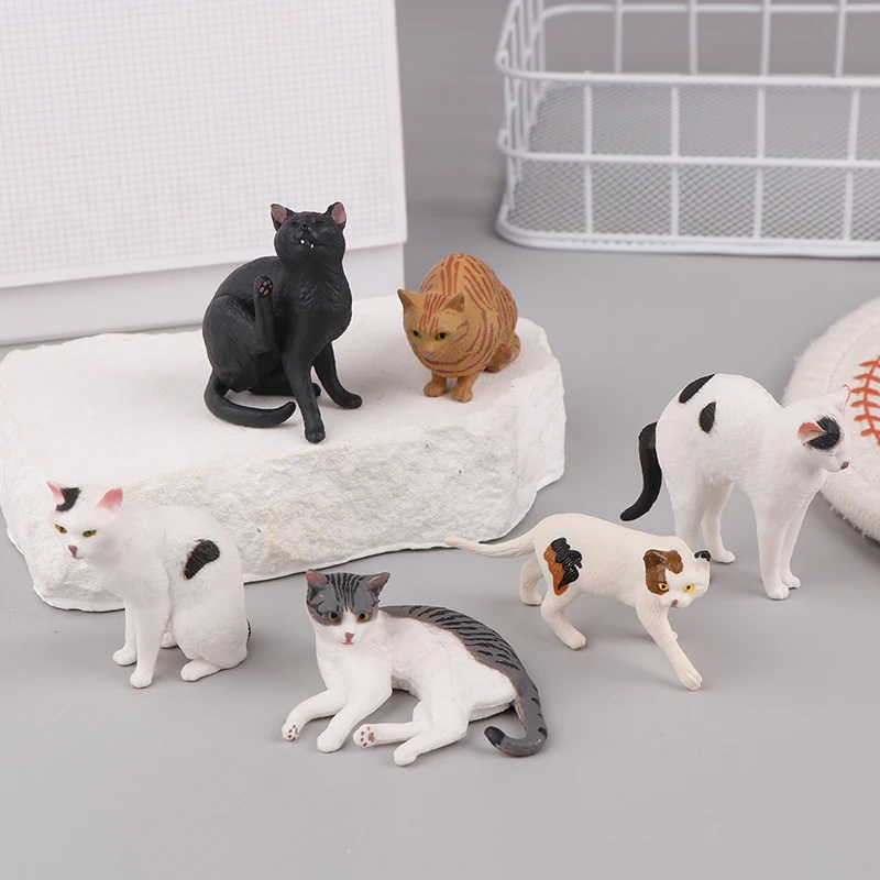 Figurine de chat orange couché, modèle animal de simulation solide, décoration de bureau mignonne, mini animal de compagnie, ornement