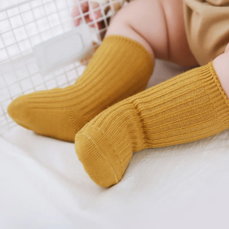 

Baby Socks Autumn and Winter New Warm Thick Plush Socks for Newborn Combed Cotton Solid Color Mid-tube Socks Baby Accessories