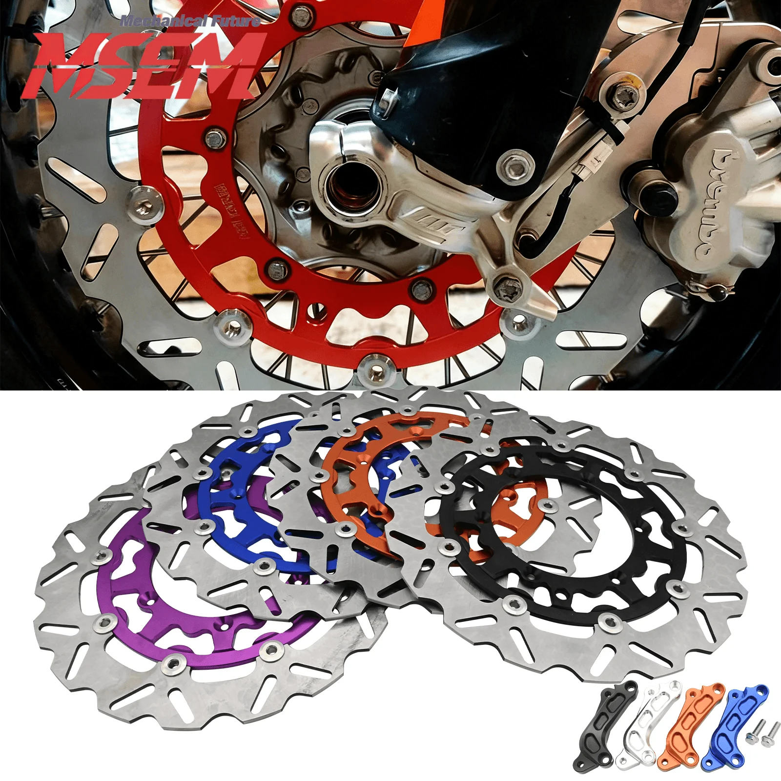 

For KTM XC XCF XCW SX SXF EXC EXCF TPI Six Days Motorcycle CNC 320mmFront Brake Discs Rotors Brake Caliper Adaptor Bracker