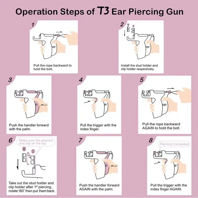 T3 Ear Piercing Gun Kit Aseptic Piercing Earrings Hypoallergenic Earring Piercing Suitable for Beauty Salons Jewelry Stores