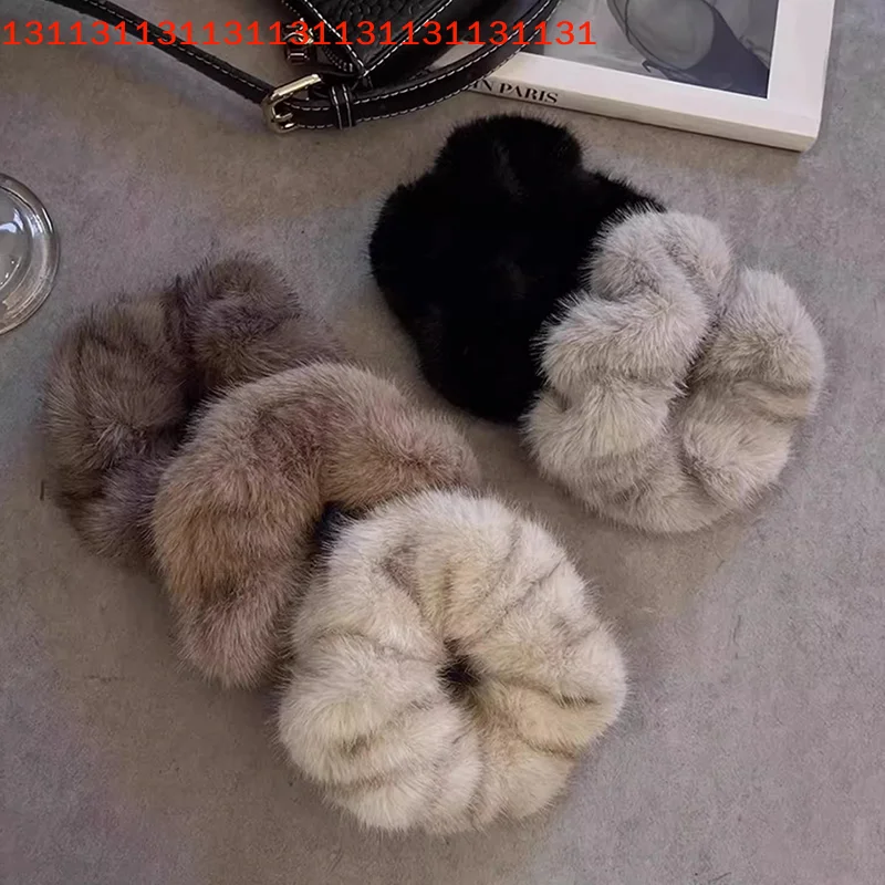 

Женская осенне-зимняя плюшевая резинка для волос, изысканная, имитация норки, универсальная повязка-скранчи, модные аксессуары для волос, подарок