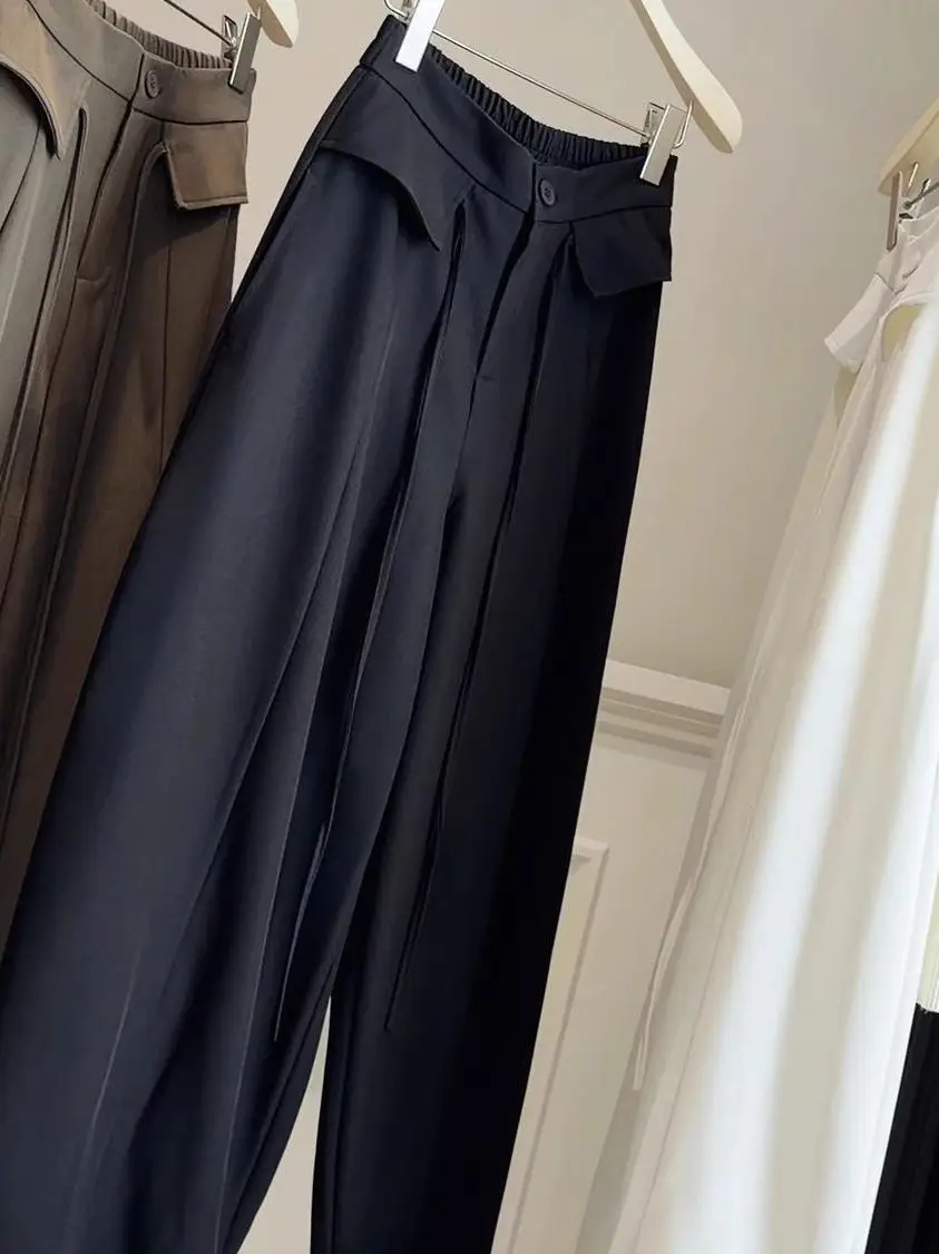 

High Waist Straight Leg Casual Trousers plus Size Women's Summer Loose Meat Concealing Korean Version Wide Leg Pants