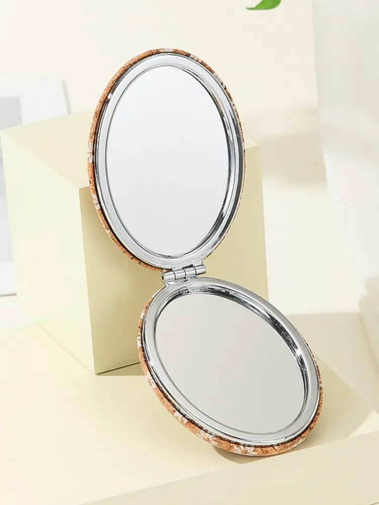 Retro Bohemian Style Pocket Mirror Folding Hd Reversible Mini Touch up Mirror