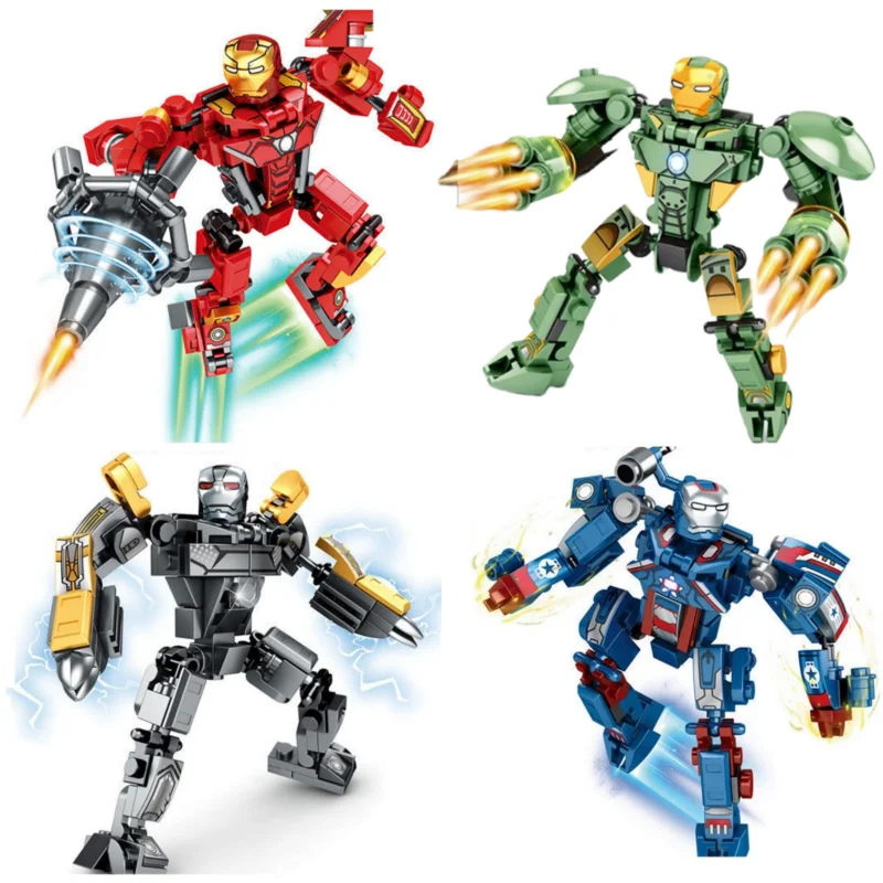 Disney Techno Motorcycle Spiderman Iron Man Venom Captain Armor Mech Mini Model Figures Building Blocks Compatible War Toys Gift