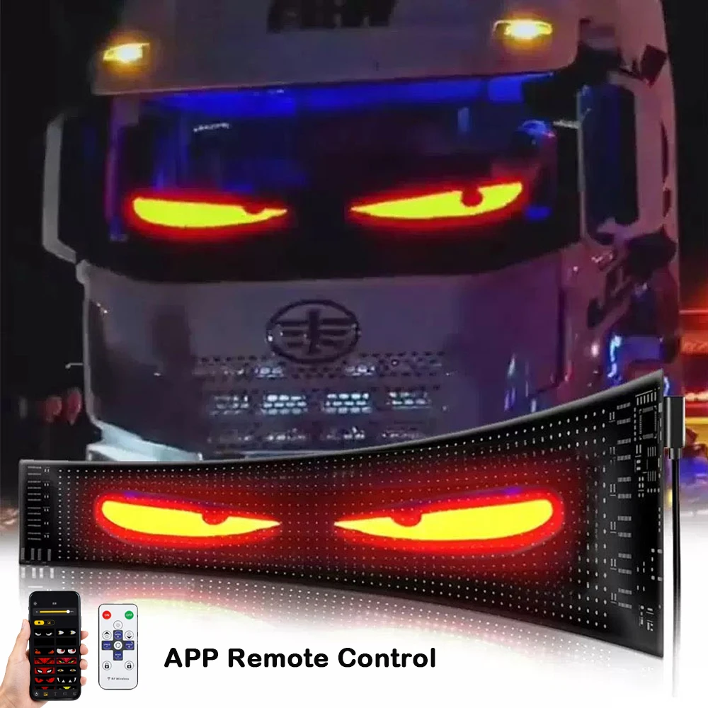 

LED Truck Car Devil Eye LED Pixel Panel Light APP Remote Control Soft Foldable Lighting Scrolling For Board Windshield 12V 24V