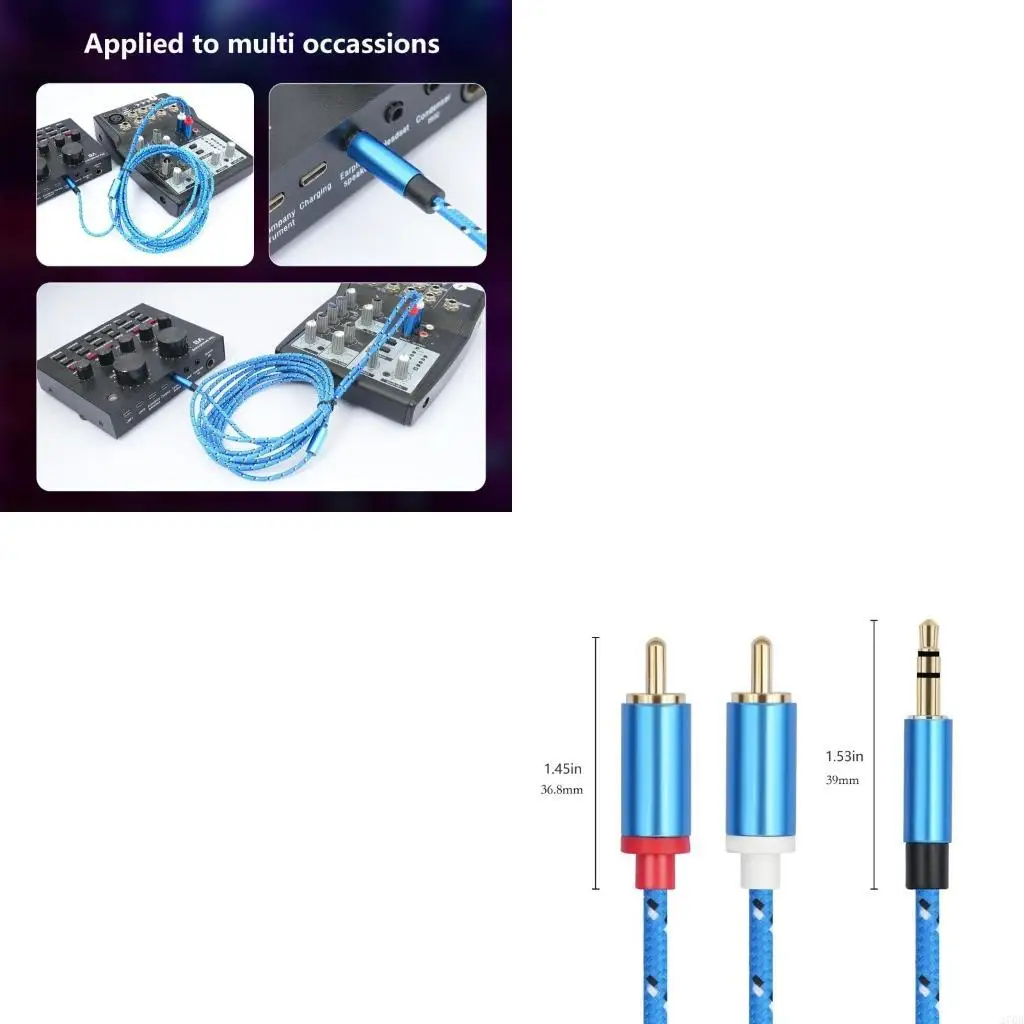 3.5mm to 2RCA Adapter Cord Stereo AUX Cable Line for Smartphones, MP3, Tablets, Speaker, Subwoofer, Home Theaters