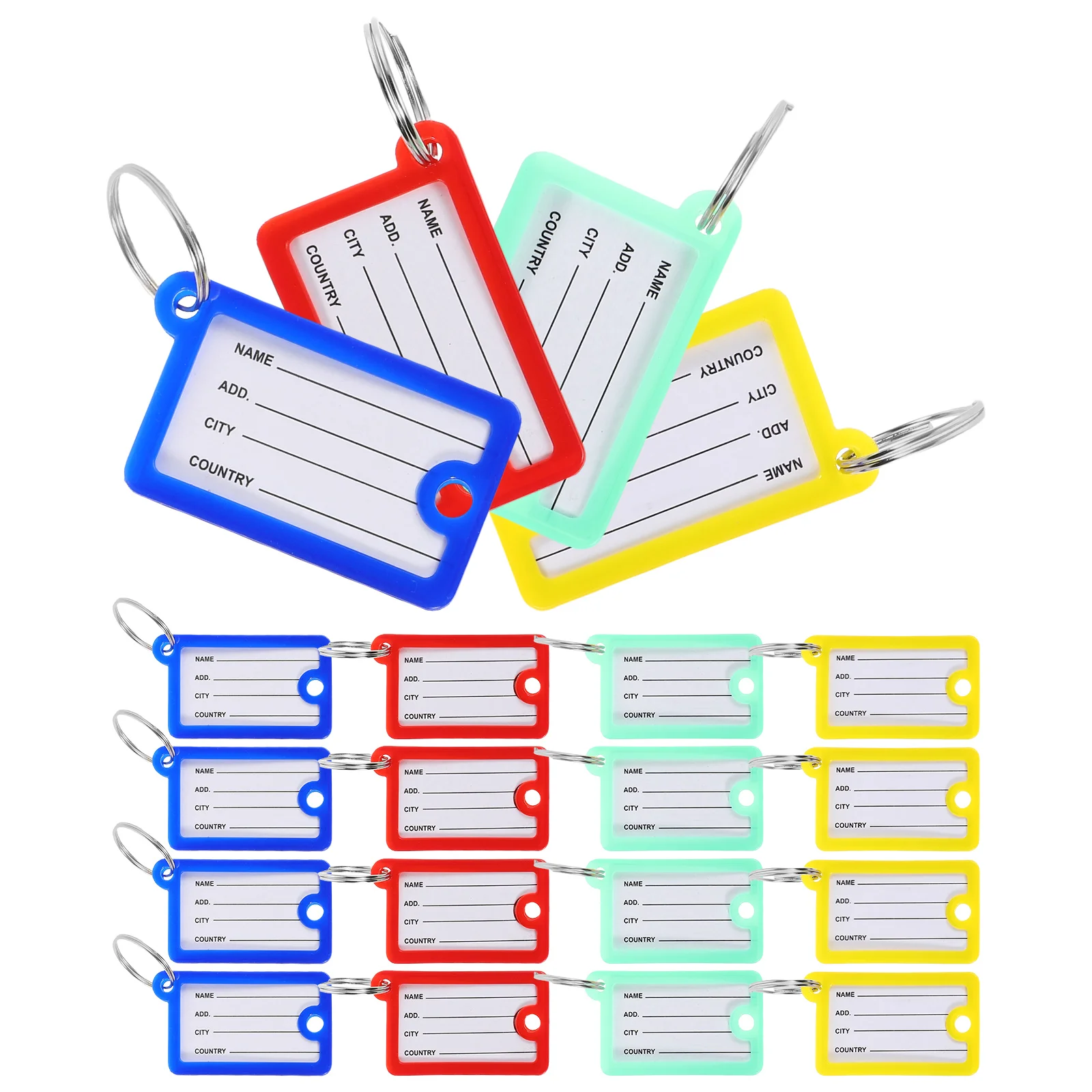 

20 Pcs Keychain Labels Red Round Plastic Luggage Tags Number Identification Travel Home Office Use Sturdy Material Practical