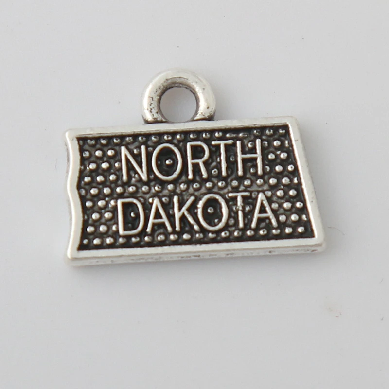 RAINXTAR American State North Dakota Map Charms 11*16mm 50pcs AAC784