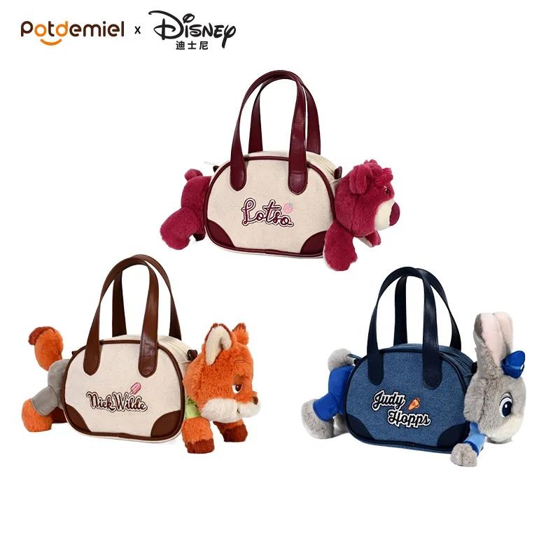 

Disney Lotso Nick Wilde Judy Hopps Plush Doll Handbag Cute Cartoon Canvas Tote Bag Casual Shoulder Bag Gift for Fans
