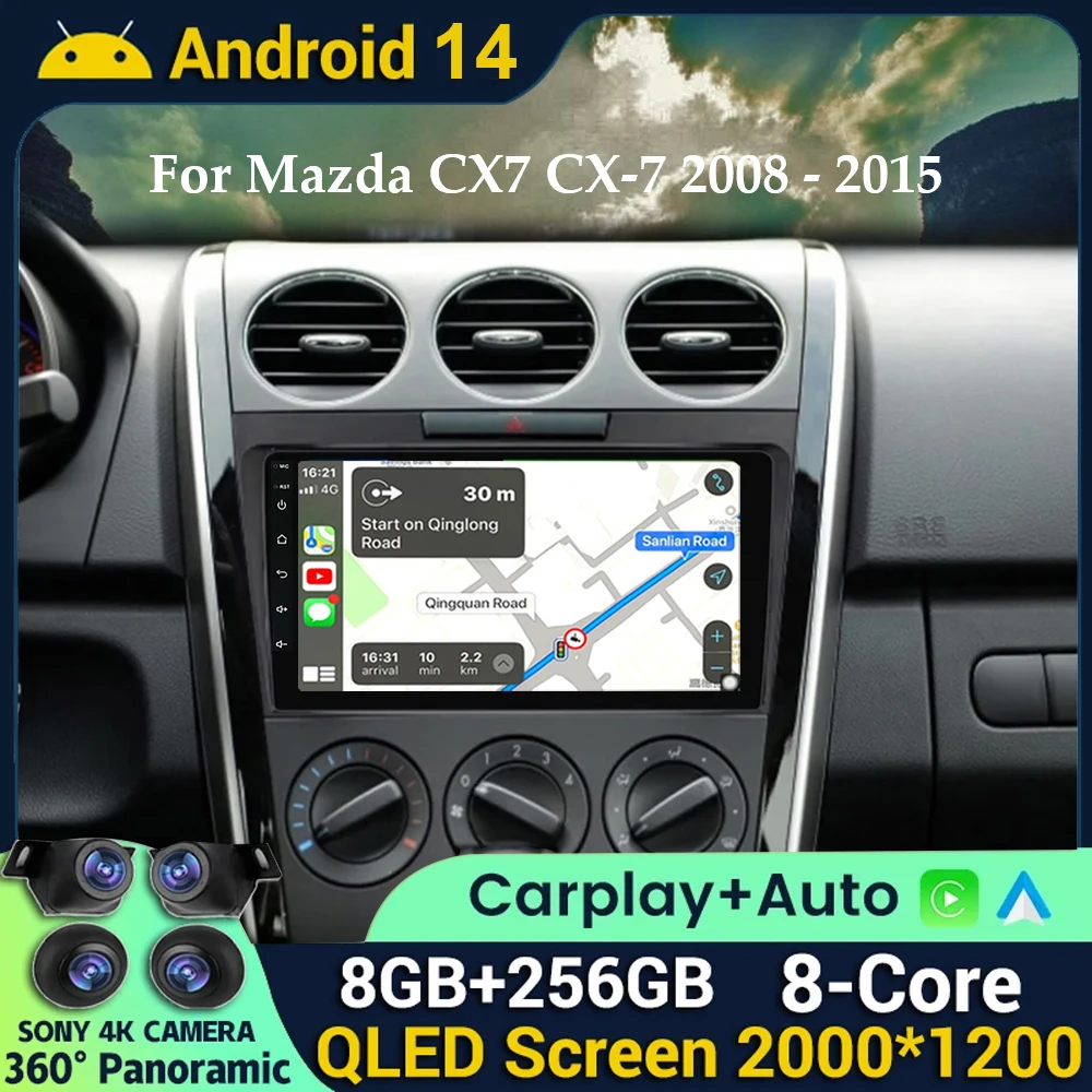 

Android 14 Carplay Auto For MAZDA CX-7 CX7 CX 7 2007 2008 2009 2010 2011 - 2014 Car Radio GPS Navigation Multimedia Video Player