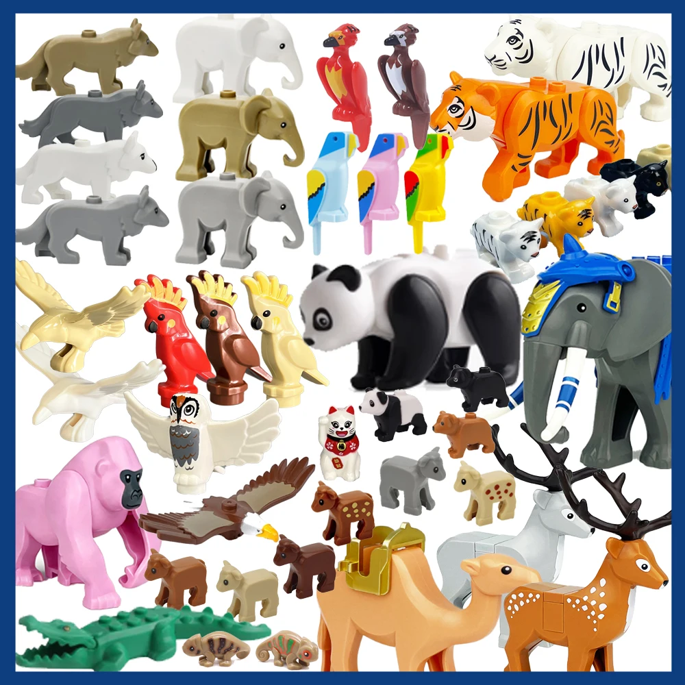 

Конструктор MOC City: Животные в броне (персидский слон, мула, тигр, леопард, орёл, птица, медведь, волк, панда, кошка) — мини-кирпичики Q71, игрушка-подарок