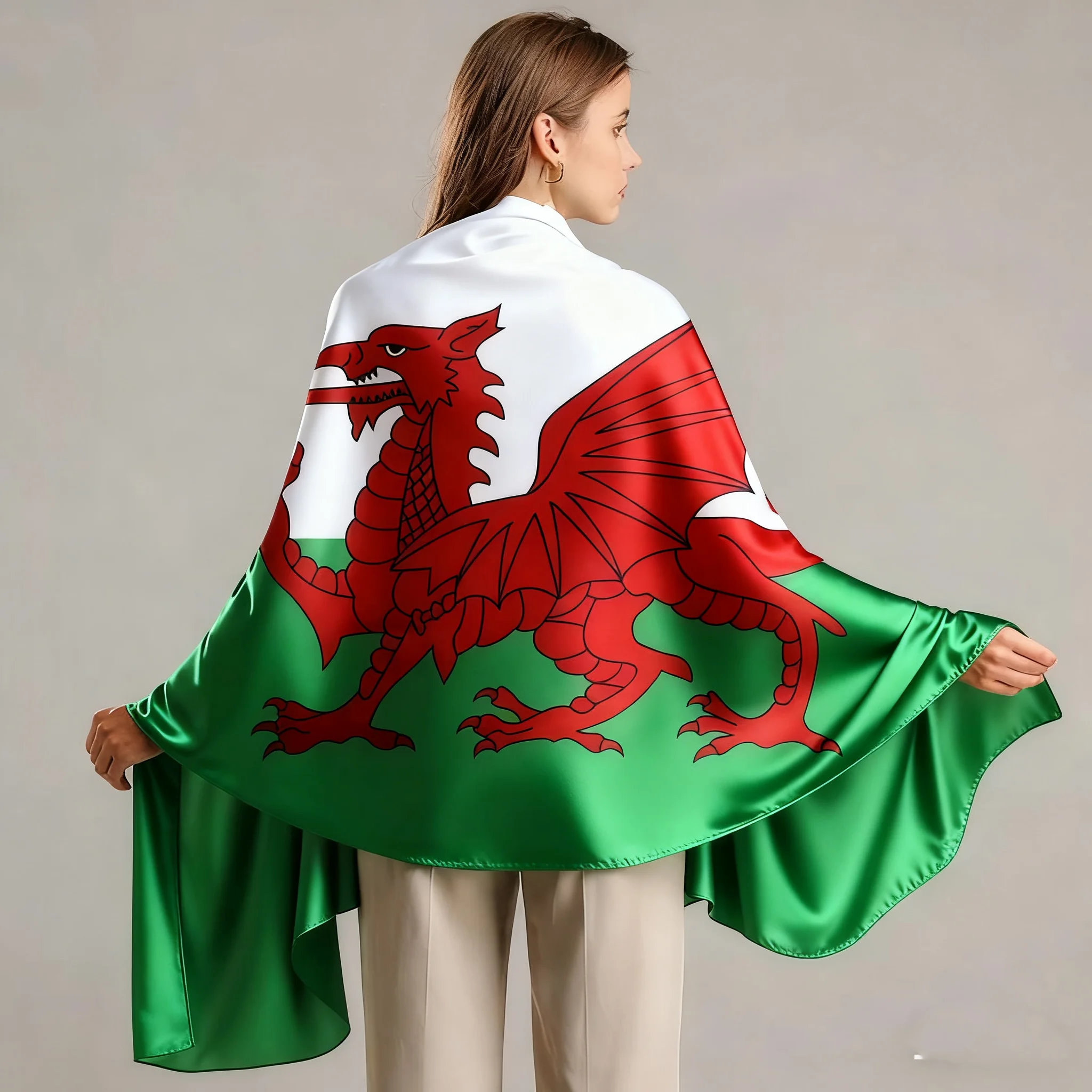 FLAGap 3x5F Welsh Flag Wales Red Dragon Cymru UK World Country Flag a red dragon on a white and green background With 2 buckles