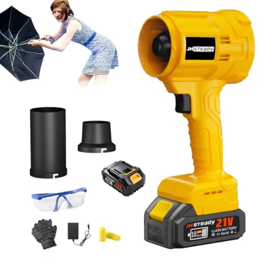 

21V Cordless Leaf Blower with 2 x 4.0Ah Batteries Brushless Lightweight Handheld Blower with Detachable Air Nozzle 2-Speed Turb