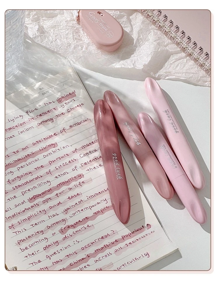 4-teiliges Morandi Color Dream Pastell Textmarker-Set mit weicher Spitze, schräger Marker-Liner zum Zeichnen und Malen A3033 – Detail 1