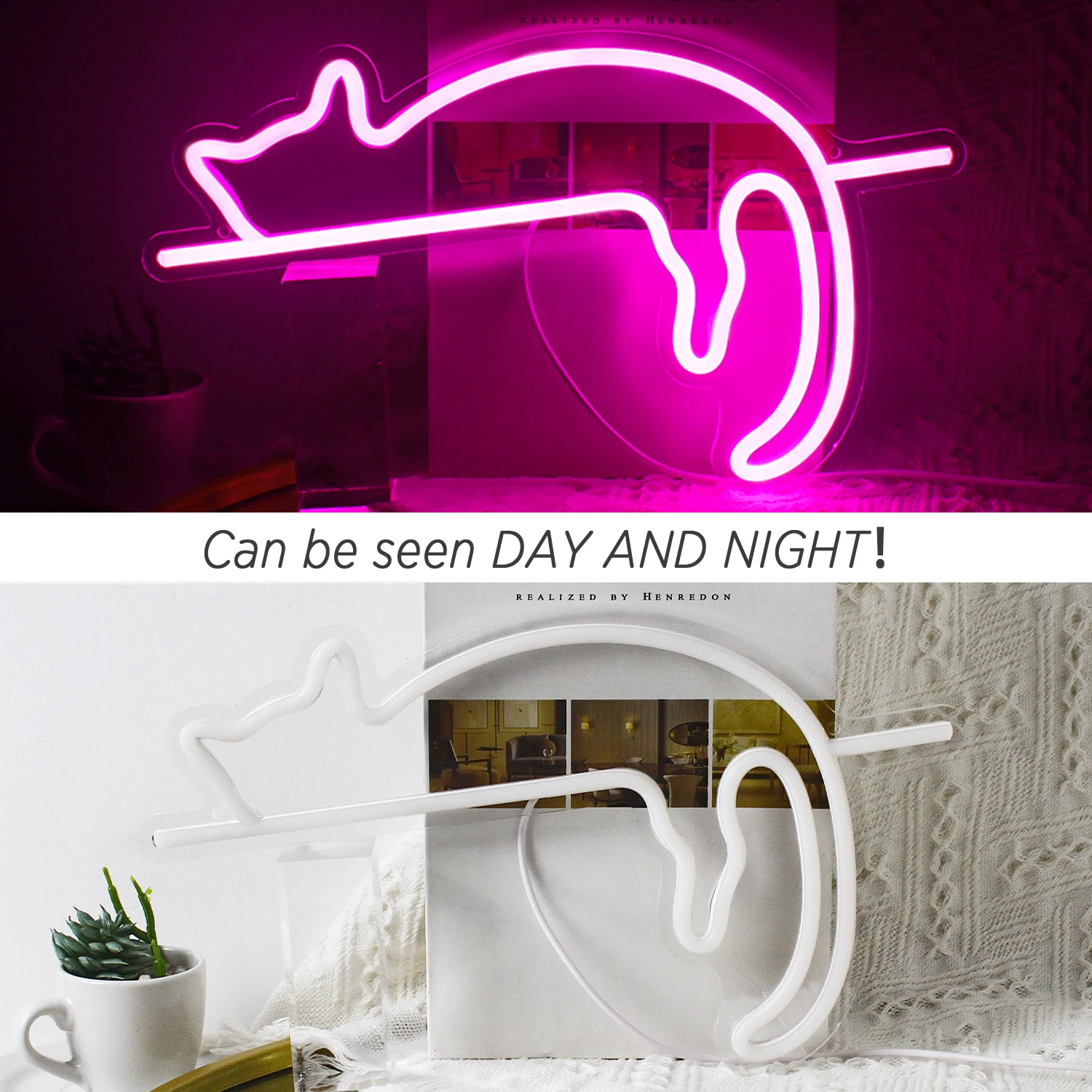 Enseignes au néon LED chat pour enfants ou filles, décor d'animal de compagnie, USB, mur de chambre, Noël, fête à la maison, mariage, anniversaire, cadeau