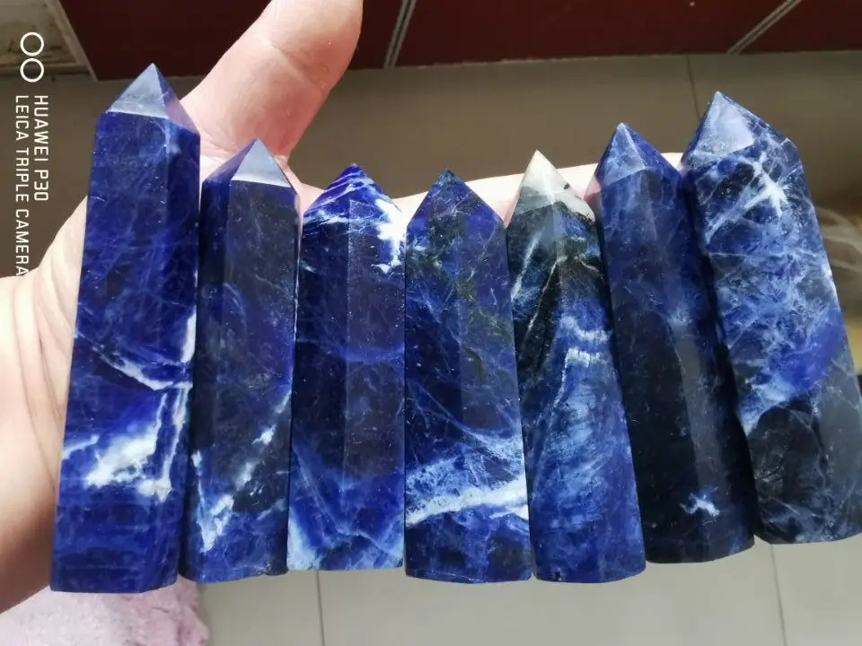 

7pcs NATURAL SODALITE BLUE QUARTZ CRYSTAL POINT HEALING 458.8g