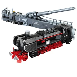 Technical City Vintage Train Gun Building Blocks, Racing Car, Military Bricks, Track Model, Veículo Toy, Crianças, Presentes para adultos, 1631Pcs