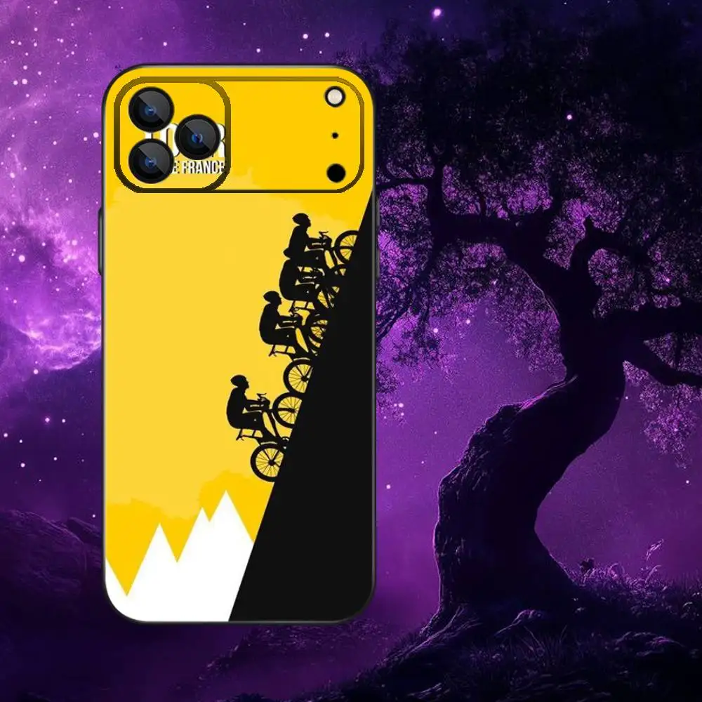 Casing Ponsel Bike T-Tour de France Untuk iPhone 17,16,15,14,13,12,Pro,Max,Plus,E,SE4,Air,Mini Hitam Soft Box