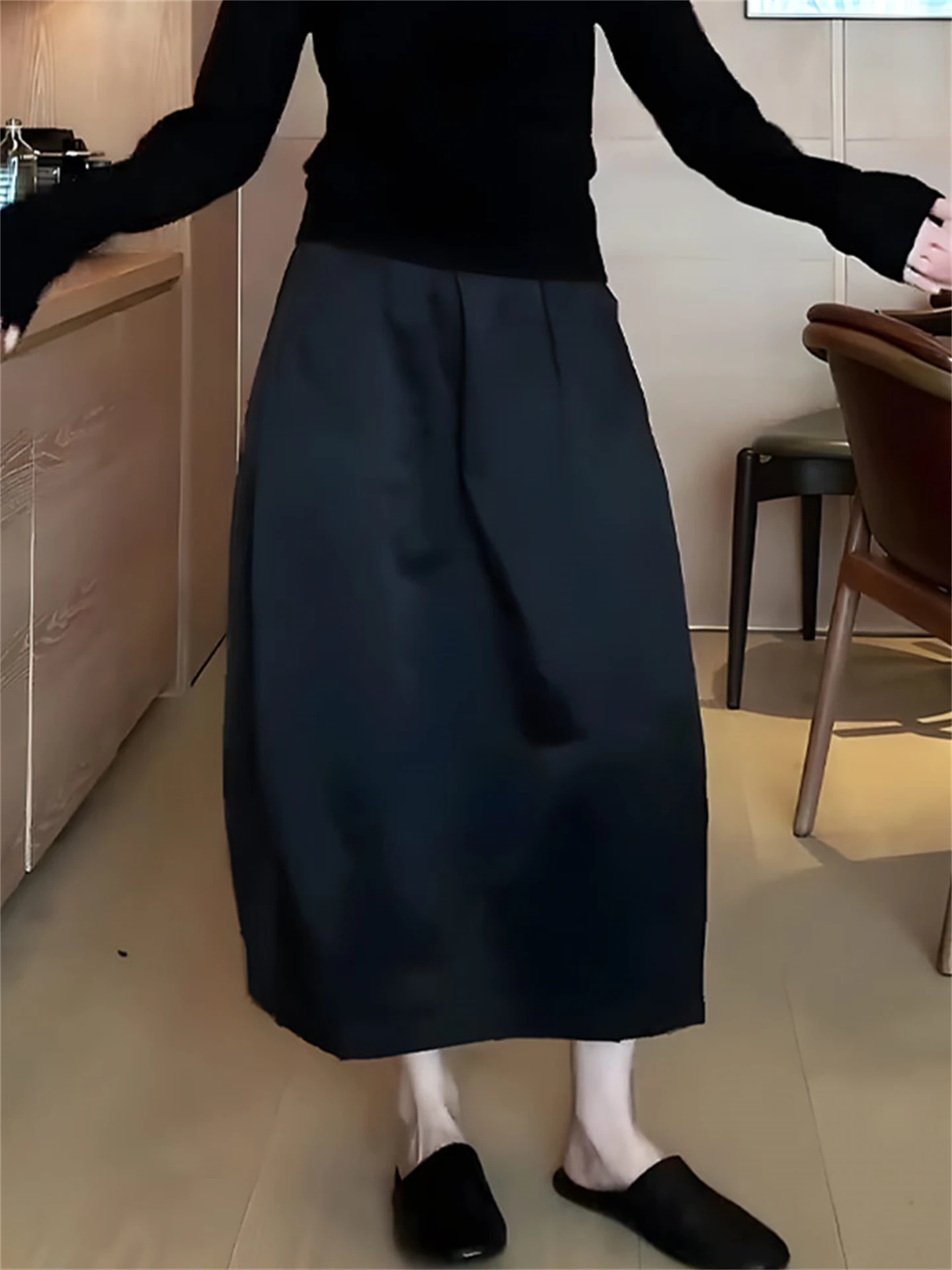 

Повседневная плиссированная костюмная юбка для женщин, длинные юбки трапециевидной формы с высокой талией, большие размеры, закрывающие бедра, модные новые Arr...