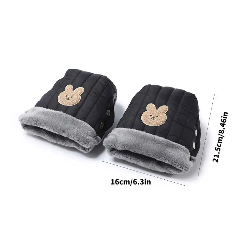 652F Adjustable Strollers Waterproof Gloves With Soft Lining Windproof Hand Cover Hand Warmer For Parents Caregivers