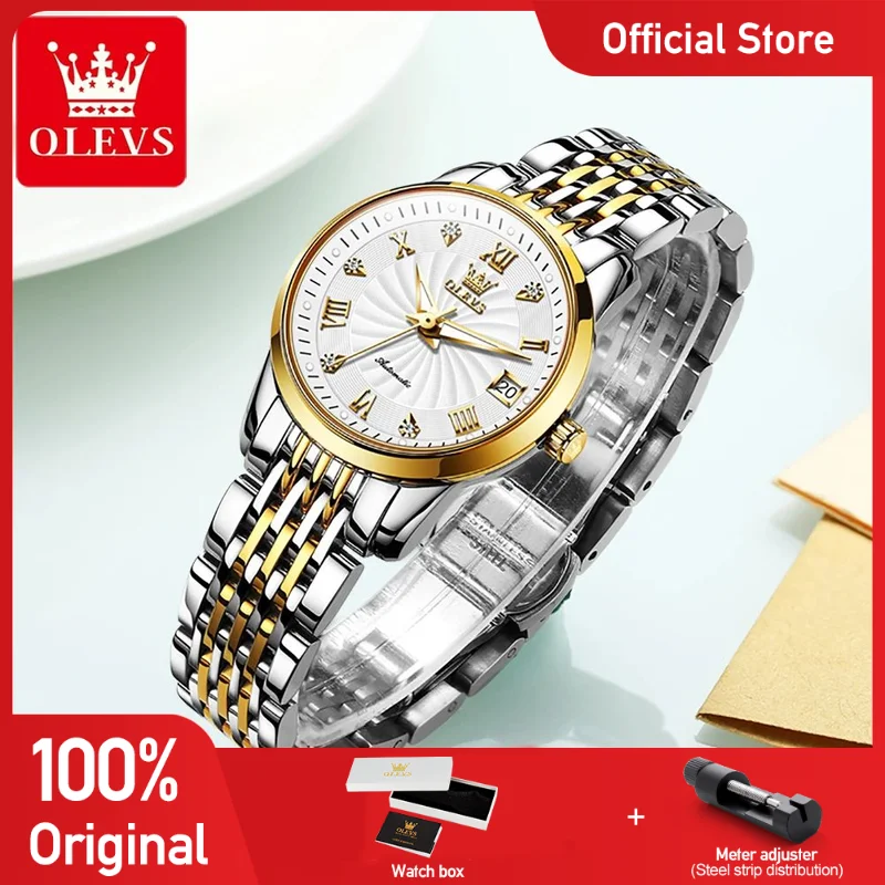 OLEVS 6630 Ladies Watch Luxury Elegant Automatic Mechanical Watch Waterproof Luminous  Stainless Steel  Date Watches For Women