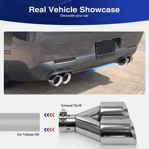 Car exhaust silent, modified double outlet, stainless tail tubes, nozzle decoration 6 Main Double Tip Sales - №6